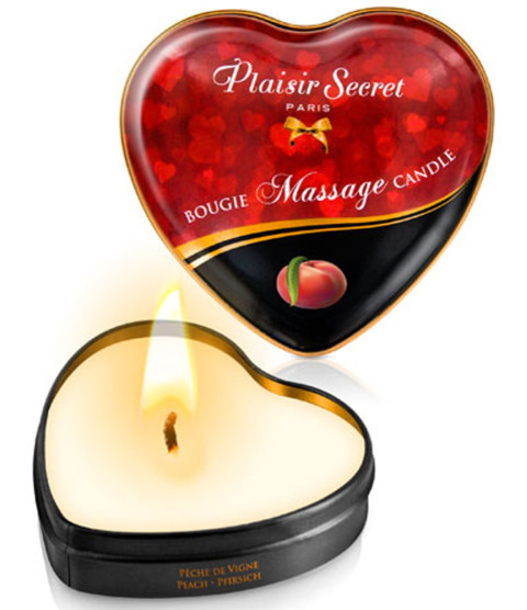 Mini bougie de massage pêche de vigne boîte coeur 35ml - CC826069